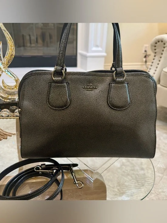 Coach Black Pebbled Leather Satchel with Detachable Strap - Picture 5 of 16